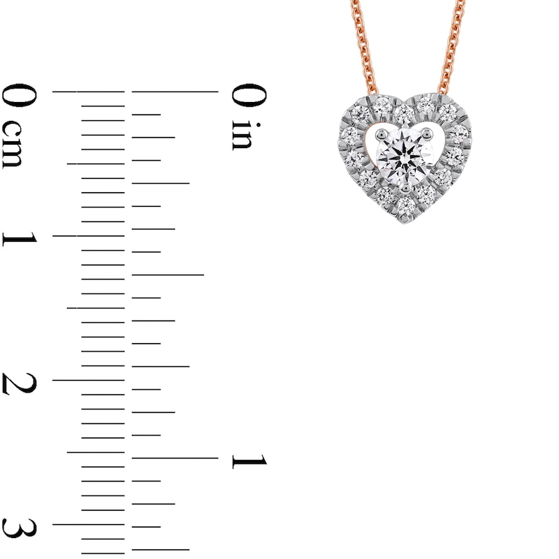 3/8 CT. T.W. Diamond Interior Stone Heart Frame Necklace in 10K Rose Gold