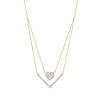 Thumbnail Image 0 of 1/3 C.T. T.W. Diamond Heart and Chevron Double Strand Necklace in 10K Gold
