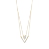Thumbnail Image 1 of 1/3 C.T. T.W. Diamond Heart and Chevron Double Strand Necklace in 10K Gold
