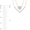Thumbnail Image 3 of 1/3 C.T. T.W. Diamond Heart and Chevron Double Strand Necklace in 10K Gold