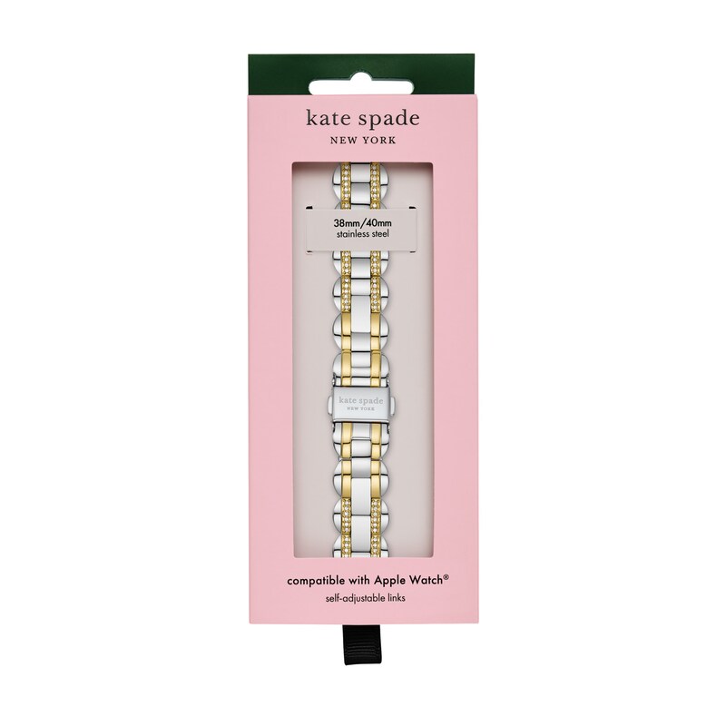 Main Image 5 of Ladies' Kate Spade Apple Straps Crystal Accent Two-Tone Interchangeable Scallop Link Band Attachment (Model: KSS0116)
