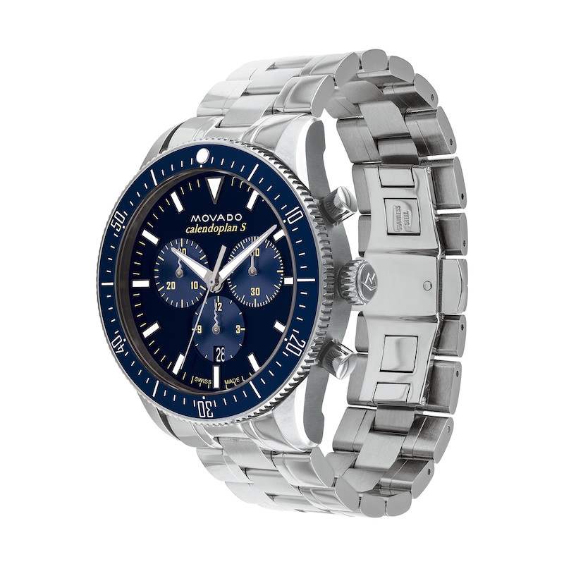 Main Image 2 of Men's Movado Heritage® Calendoplan™ S Chronograph Watch with Blue Dial (Model: 3650124)