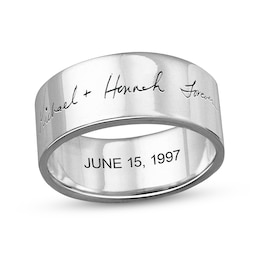 8.0mm Engravable Your Own Handwriting Ring in Sterling Silver (1 Image and 1 Line)