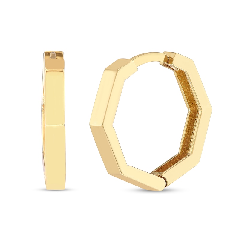 Main Image 1 of 14.35mm Hexagonal Huggie Hoop Earrings in 14K Gold