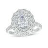 Thumbnail Image 1 of Vera Wang Love Collection 2 CT. T.W. Certified Oval Diamond Double Frame Engagement Ring in 14K White Gold (I/SI2)