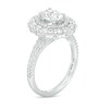 Thumbnail Image 3 of Vera Wang Love Collection 2 CT. T.W. Certified Oval Diamond Double Frame Engagement Ring in 14K White Gold (I/SI2)
