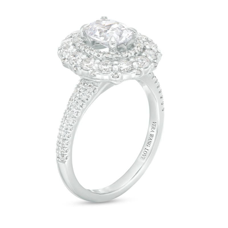 Main Image 3 of Vera Wang Love Collection 2 CT. T.W. Certified Oval Diamond Double Frame Engagement Ring in 14K White Gold (I/SI2)