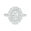 Thumbnail Image 4 of Vera Wang Love Collection 2 CT. T.W. Certified Oval Diamond Double Frame Engagement Ring in 14K White Gold (I/SI2)