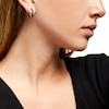 Thumbnail Image 2 of 1 CT. T.W. Black and White Diamond Bypass Double Row Hoop Earrings in 10K White Gold