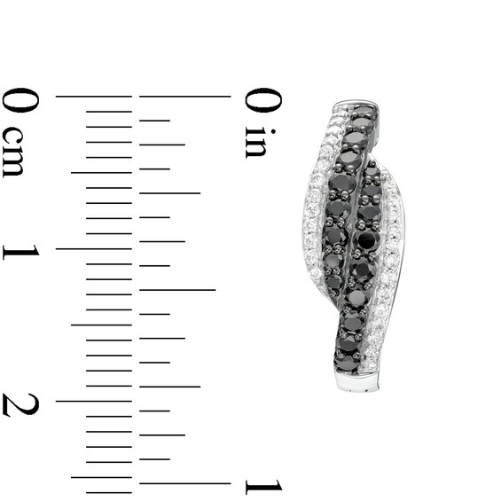 1 CT. T.w. Black and White Diamond Bypass Double Row Hoop Earrings in 10K White Gold