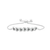 Thumbnail Image 1 of 1/10 CT. T.W. Black and White Diamond Alternating Hearts Bolo Bracelet in Sterling Silver - 9.5"