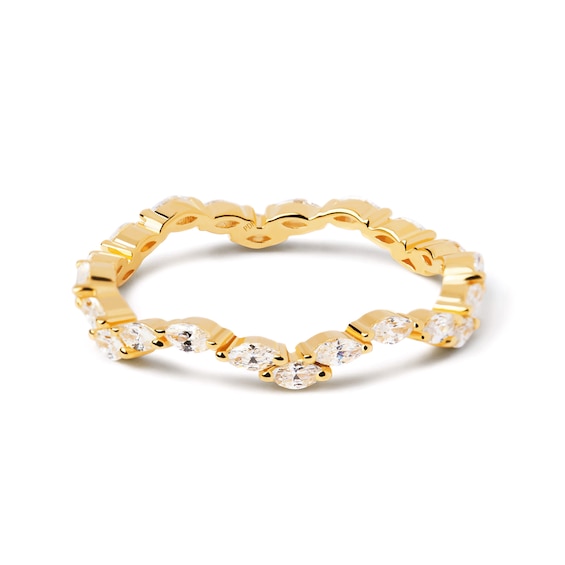 PDPAOLA⢠at Zales Marquise Cubic Zirconia Wavy Band in Sterling Silver with 18K Gold Plate