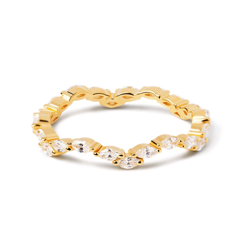 Main Image 1 of PDPAOLA™ at Zales Marquise Cubic Zirconia Wavy Band in Sterling Silver with 18K Gold Plate