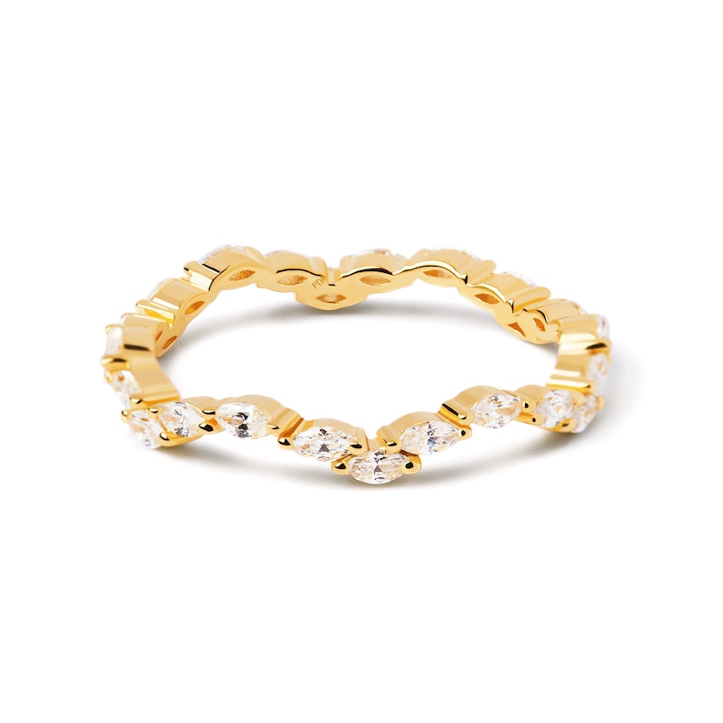 Main Image 3 of PDPAOLA™ at Zales Marquise Cubic Zirconia Wavy Band in Sterling Silver with 18K Gold Plate