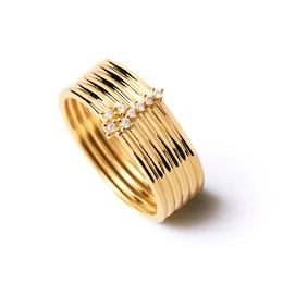 PDPAOLA™ at Zales Cubic Zirconia Ribbed Ring in Sterling Silver with 18K Gold Plate