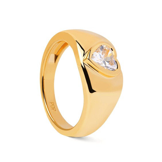 PDPAOLAâ¢ at Zales 5.0mm Heart-Shaped Cubic Zirconia Solitaire Ring Sterling Silver with 18K Gold Plate