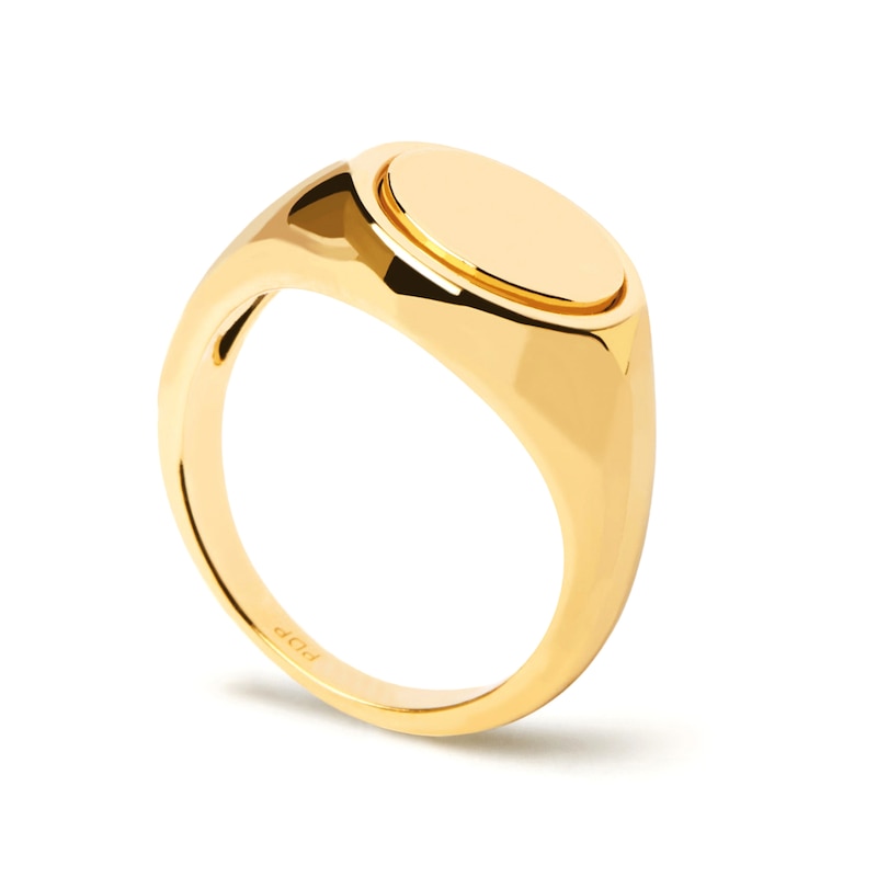 Oval Signet Ring in Sterling Silver with 18K Gold Plate
