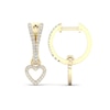 Thumbnail Image 1 of 1/3 CT. T.W. Diamond Heart Drop Hoop Earrings in 10K Gold