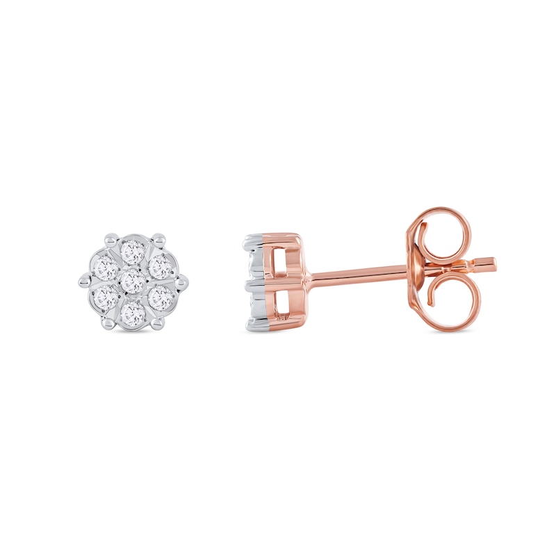 1/10 CT. T.W. Diamond Flower Stud Earrings in 10K Rose Gold | Zales