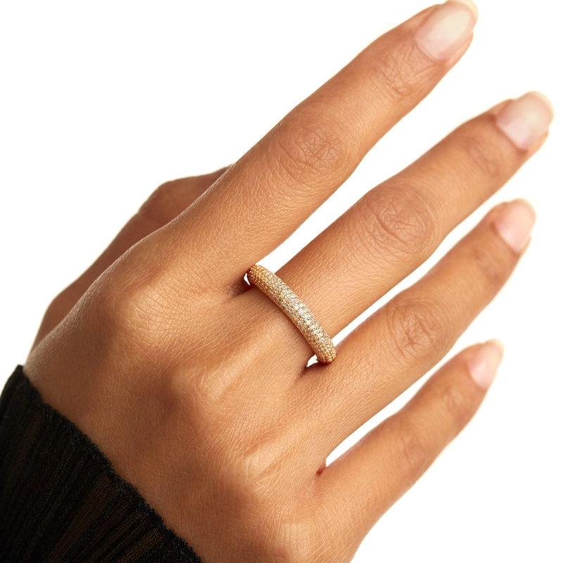 Main Image 4 of PDPAOLA™ at Zales Cubic Zirconia Multi-Row Band in Sterling Silver with 18K Gold Plate
