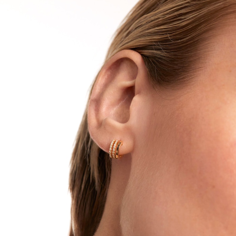 PDPAOLA™ at Zales 1/6 CT. T.W. Lab-Created Diamond Triple Row Open Hoop Earrings in 14K Gold