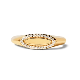 PDPAOLA™ at Zales 1/10 CT. T.W. Lab-Created Diamond Frame Elongated Oval Ring in 14K Gold