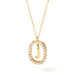 PDPAOLA™ at Zales 1/4 CT. T.W. Lab-Created Diamond Open Frame &quot;J&quot; Initial Pendant in 14K Gold – 19.69&quot;