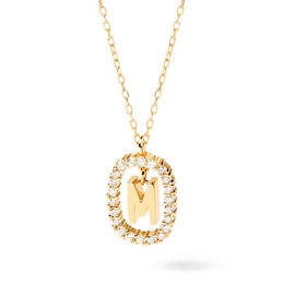 PDPAOLA™ at Zales 1/4 CT. T.W. Lab-Created Diamond Open Frame &quot;M&quot; Initial Pendant in 14K Gold – 19.69&quot;