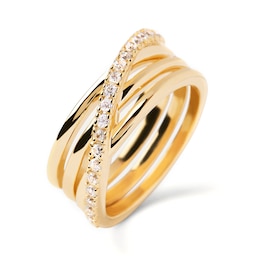 PDPAOLA™ at Zales 1/4 CT. T.W. Lab-Created Diamond Layered Crossover Ring in 14K Gold