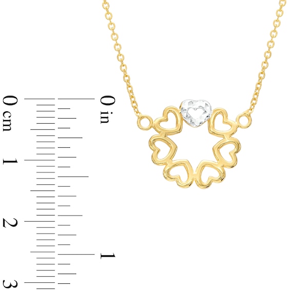 Diamond-Cut Heart Cutout Circle Necklace in 10K Two-Tone Gold