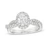 Thumbnail Image 0 of Kleinfeld® x Zales 1-3/4 CT. T.W. Certified Oval Lab-Created Diamond Frame Twist Engagement Ring in Platinum (F/VS2)
