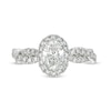 Thumbnail Image 4 of Kleinfeld® x Zales 1-3/4 CT. T.W. Certified Oval Lab-Grown Diamond Frame Twist Engagement Ring in Platinum (F/VS2)