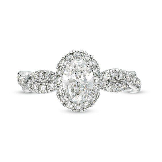 Kleinfeld® x Zales 1-3/4 CT. T.w. Certified Oval Lab-Grown Diamond Frame Twist Engagement Ring in Platinum (F/Vs2)