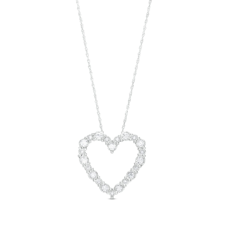 Main Image 1 of 3/8 CT. T.W. Diamond Heart Outline Pendant in 10K White Gold