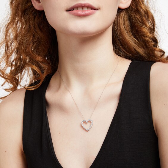 3/8 CT. T.w. Diamond Heart Outline Pendant in 10K White Gold