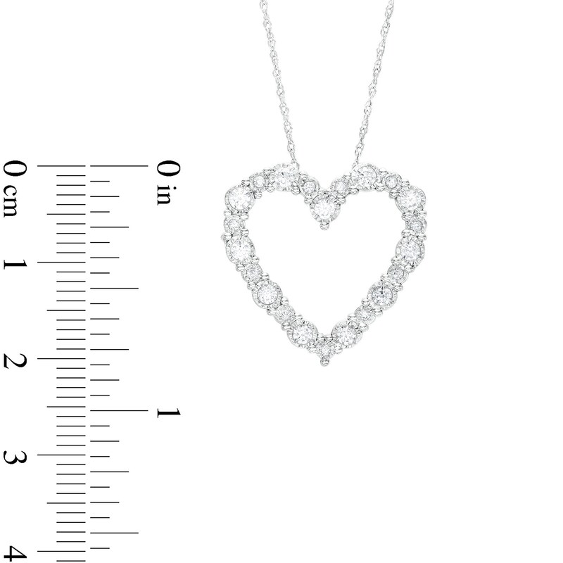 Main Image 3 of 3/8 CT. T.W. Diamond Heart Outline Pendant in 10K White Gold