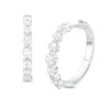 Thumbnail Image 1 of 1/2 CT. T.W. Diamond Seven Stone Hoop Earrings in 10K White Gold