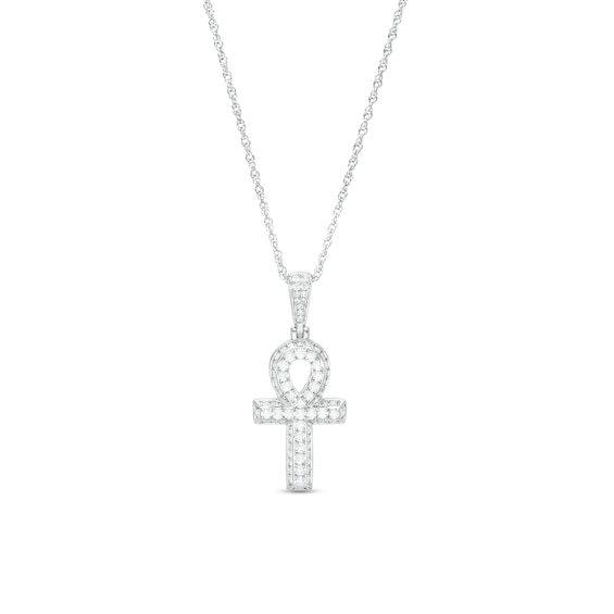 1/2 CT. T.w. Diamond Ankh Pendant in 10K White Gold