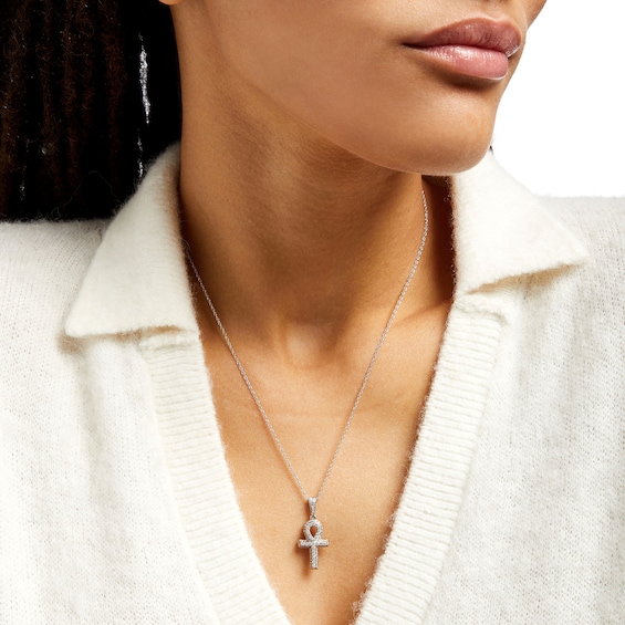 1/2 CT. T.w. Diamond Ankh Pendant in 10K White Gold