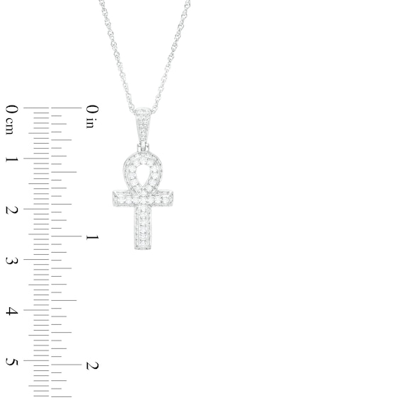 1/2 CT. T.w. Diamond Ankh Pendant in 10K White Gold