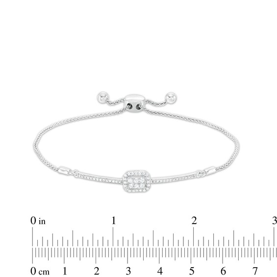 1/3 CT. T.w. Emerald-Shaped Multi-Diamond Bolo Bracelet in 10K White Gold â 9.5"