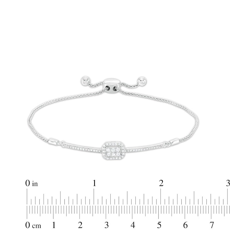 Main Image 3 of 1/3 CT. T.W. Emerald-Shaped Multi-Diamond Bolo Bracelet in 10K White Gold – 9.5"