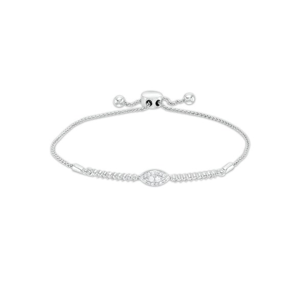 1/4 CT. T.w. Marquise-Shaped Multi-Diamond Bolo Bracelet in 10K White Gold â 9.5"