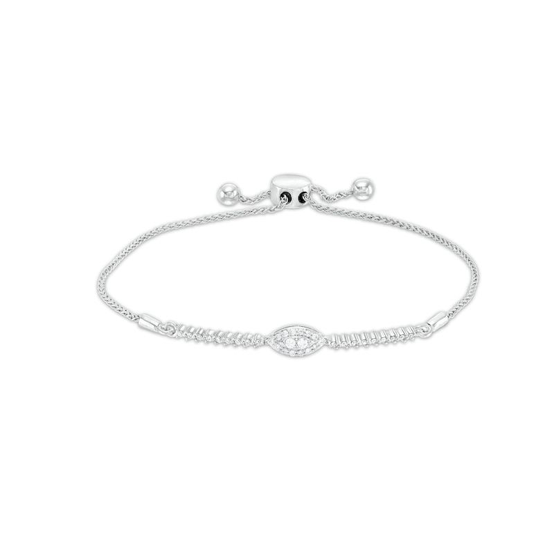 Main Image 1 of 1/4 CT. T.W. Marquise-Shaped Multi-Diamond Bolo Bracelet in 10K White Gold – 9.5"