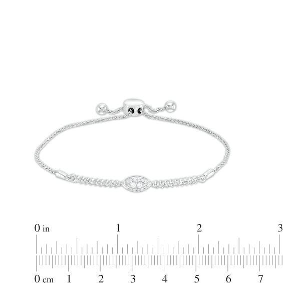 1/4 CT. T.w. Marquise-Shaped Multi-Diamond Bolo Bracelet in 10K White Gold â 9.5"