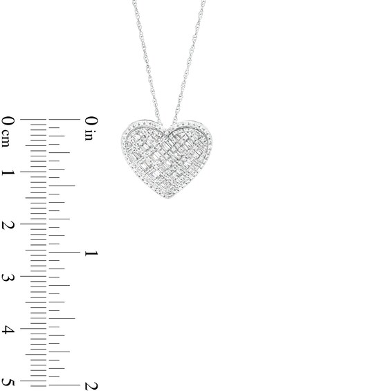 1/2 CT. T.w. Heart-Shaped Multi-Diamond Basket Weave Necklace in 10K White Gold