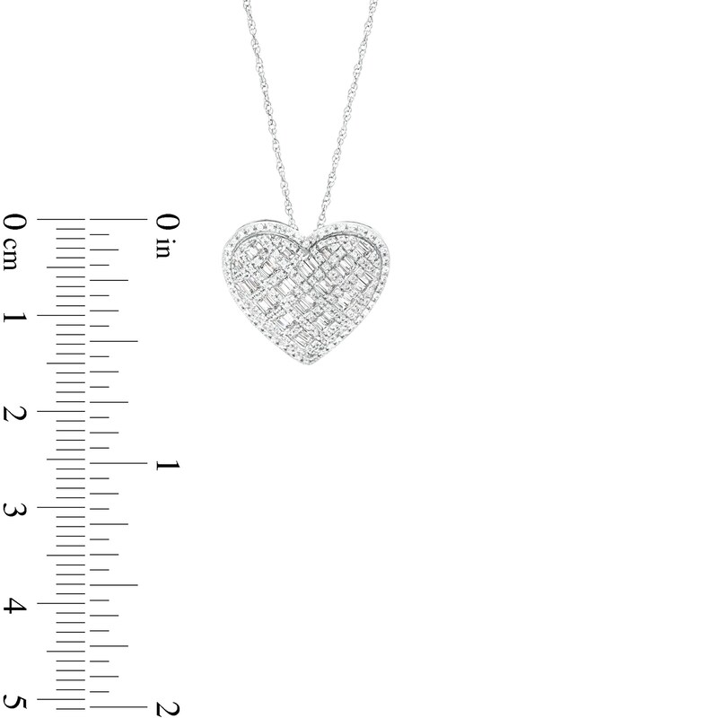 Main Image 3 of 1/2 CT. T.W. Heart-Shaped Multi-Diamond Basket Weave Necklace in 10K White Gold