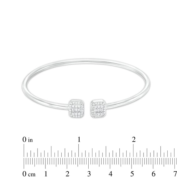 1/2 CT. T.w. Emerald-Shaped Multi-Diamond Double Open Flex Bangle in 10K White Gold - 7.5"