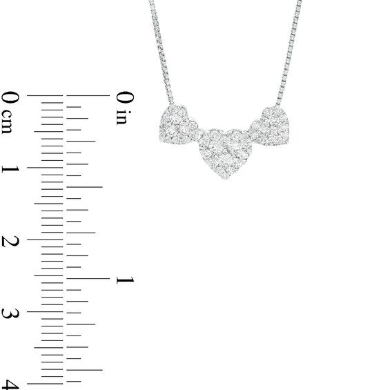 1/2 CT. T.w. Certified Heart-Shaped Lab-Grown Multi-Diamond Trio Necklace in 14K White Gold (F/Si2)