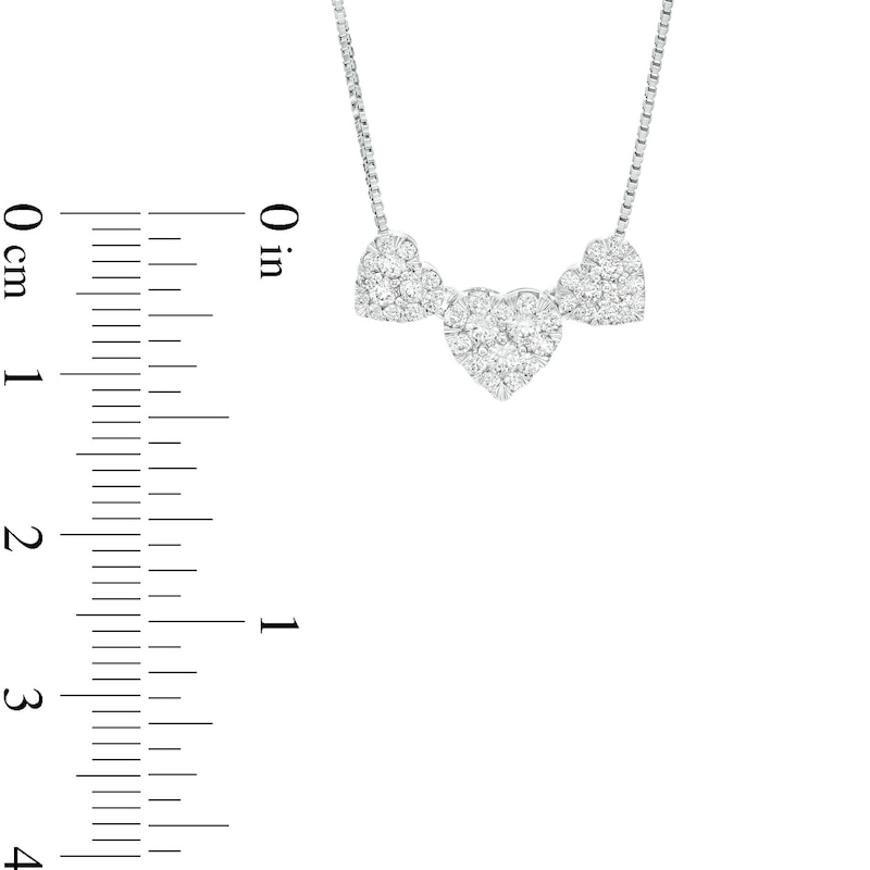 1/2 CT. T.W. Certified Heart-Shaped Lab-Created Multi-Diamond Trio Necklace in 14K White Gold (F/SI2)